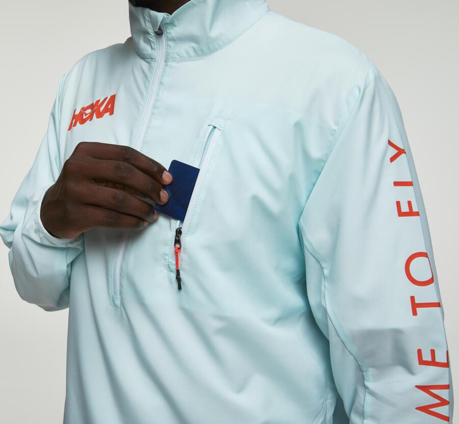 Hoka One One Mens Jackets - Wind-Resistant - Blue - NPDH79385